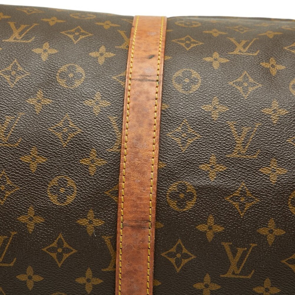 LOUIS VUITTON Authentic Brown Monogram Leather Keepall 55 Boston Bag - Picture 15 of 16